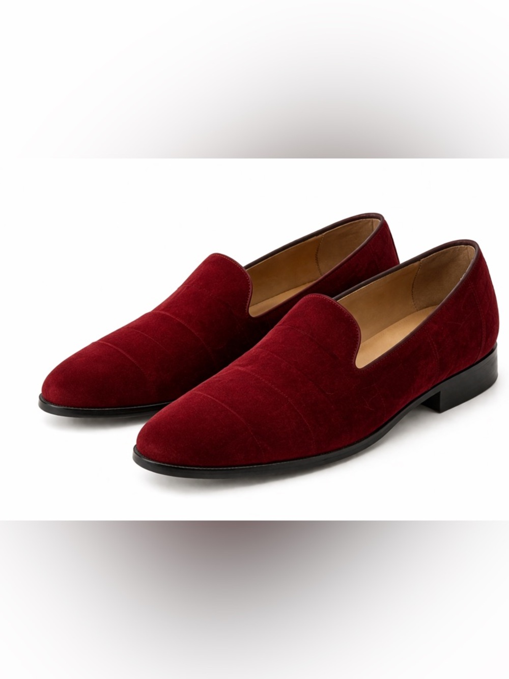 Preppy Dress Loafers Burgundy Velvet Slip On Mens 9.5